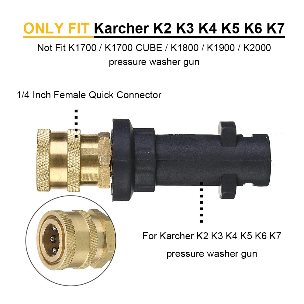 Pressure Washer Gun Adapter for Karcher K Series to 1/4\'\' Inch Quick Connect Fitting with Power Washer Spray Nozzle Tips