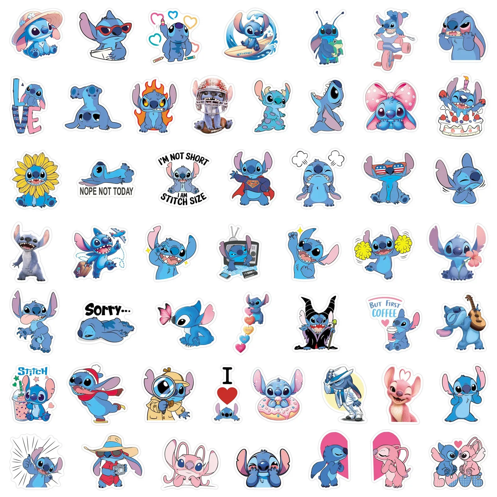 

10/30/50PCS Disney Cartoon Stilth Cartoon Sticker DIY Decoration Waterproof Skateboard Notebook Graffiti Toy