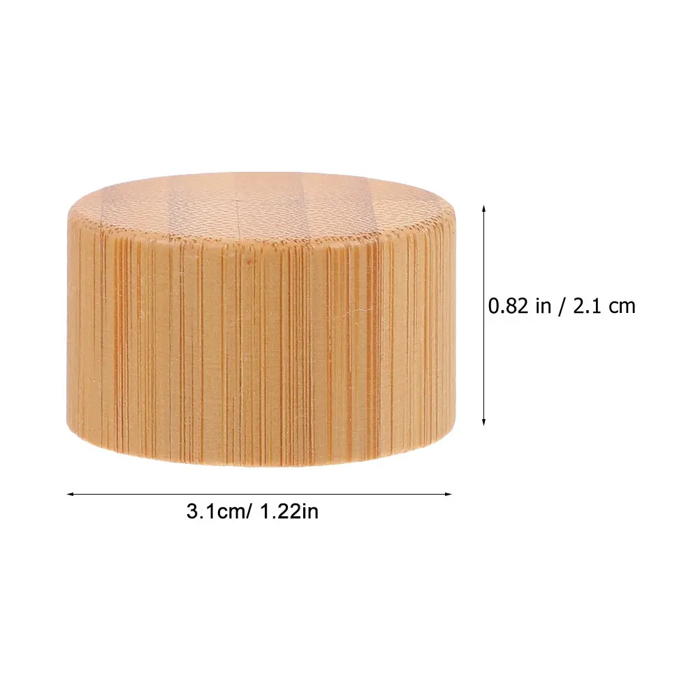 10Pcs Essential Oil Bottle Bamboo Lids Sturdy Reusable Glass Bottle Caps Smooth Thread Replacement for Small Roller Ball