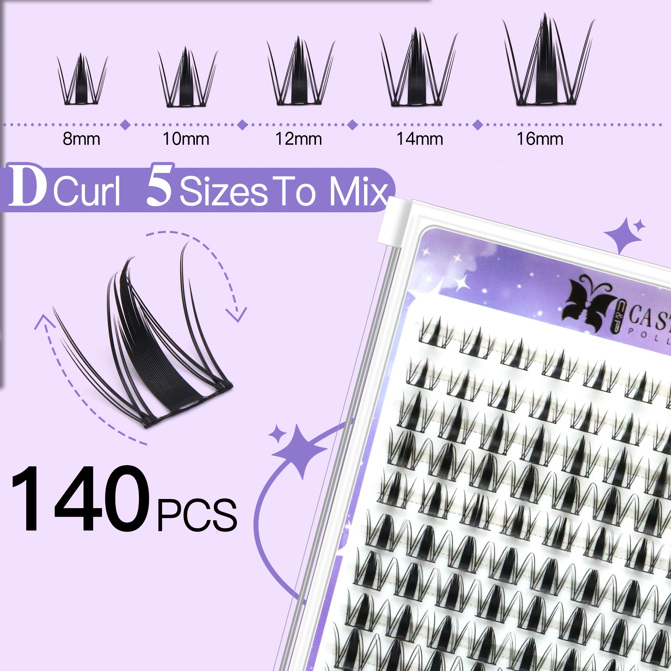 مجموعة ملحقات رموش ذاتية الصنع D18 مجموعات رموش فردية مجموعة رموش اصطناعية مع غراء وملاقط مثالية لأدوات المكياج التنكرية cosplay