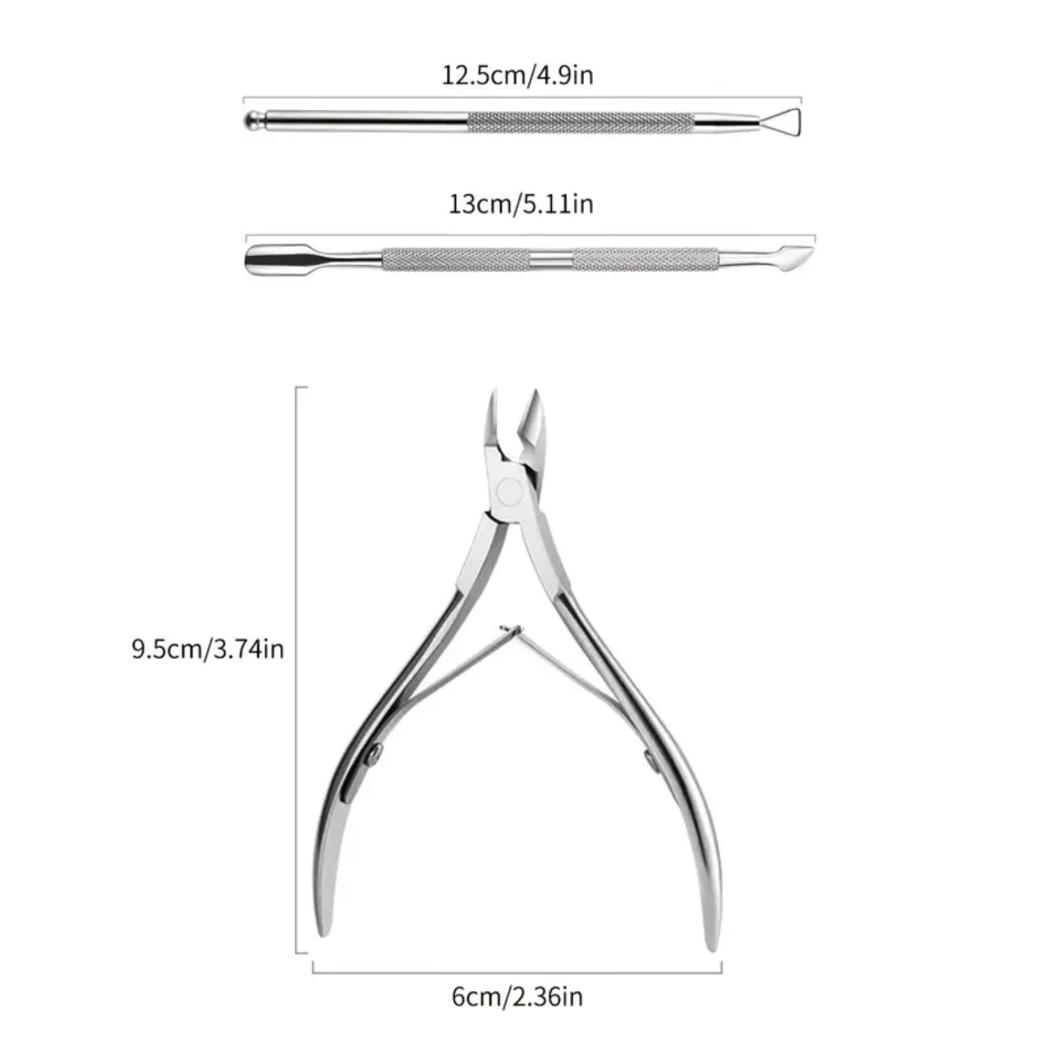 Juego profesional de pinzas para cutículas de acero inoxidable, incluye 3 recortadores de cutículas, extractores, empujadores y cortadores, Perfec