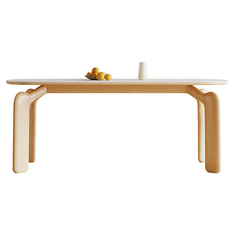 

All solid wood, slate, dining table, Nordic, cream style, white wax, modern, rectangular