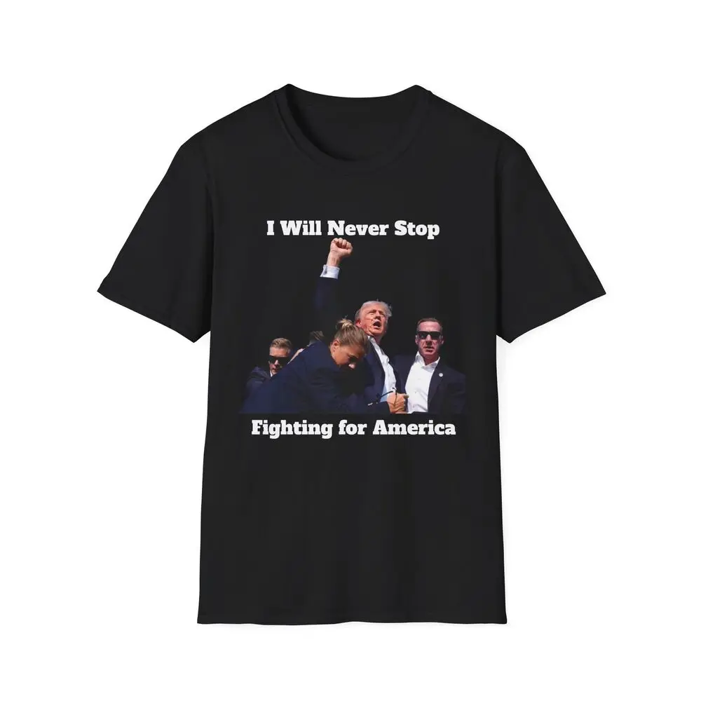 Unisex Softstyle T-Shirt - Donald Trump 2024 Never Stop fighting for America