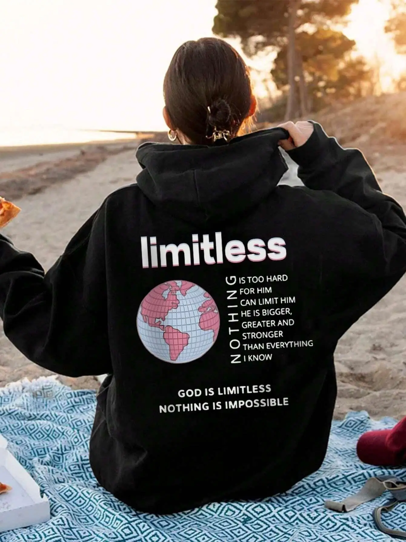 God Is Limitless Nothing Is Impossible Woman Hoody Casual Comfortable Sweatshirt Korean Soft Hooded Autumn Warm Clothing Female