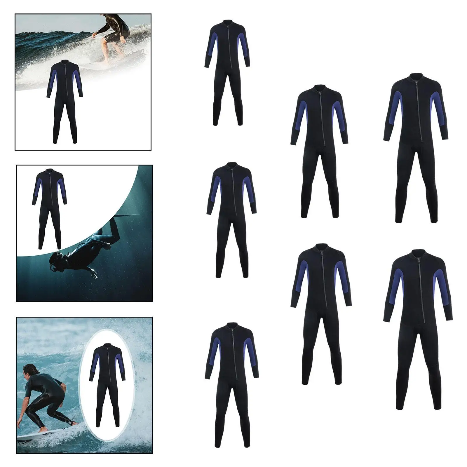 Men Wetsuit Full Body 3mm Neoprene Soft for Body Boarding Surfing Underwater