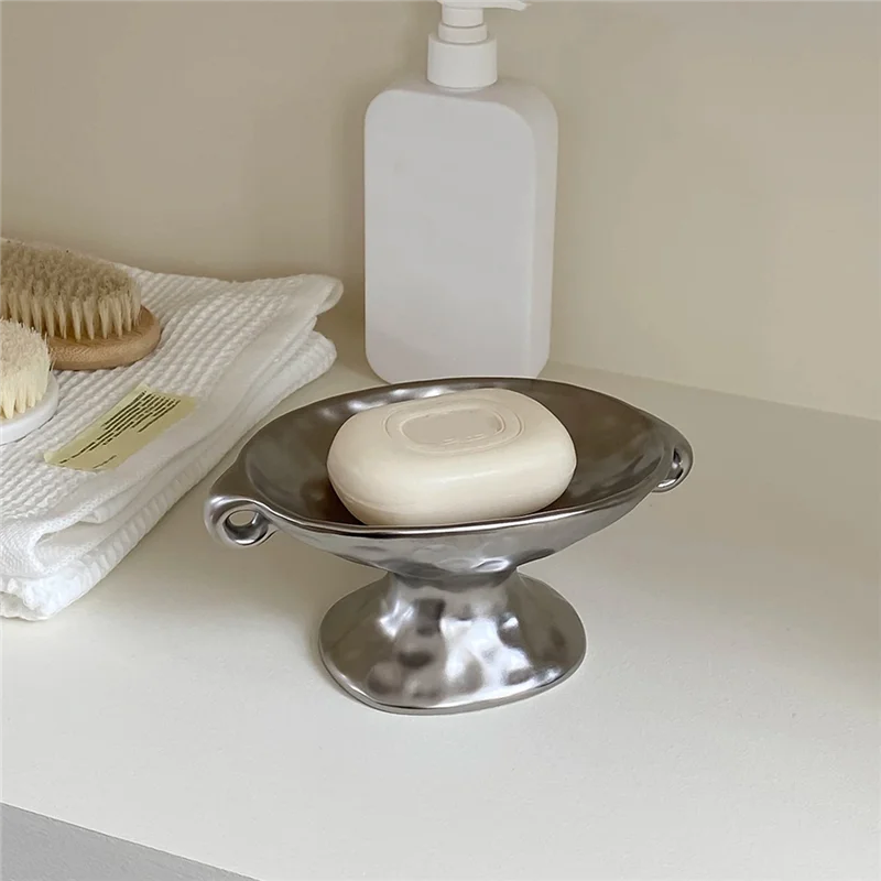 Bandeja de armazenamento de sabão para cozimento de pé alto ABBO-Retro, 1 peça de orelhas duplas para decoração de casa saboneteira de banheiro