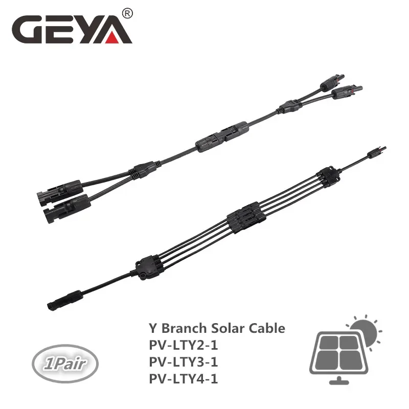 GEYA 1Pair Solar Cable Branch Solar Connector Male & Female Y Branch Solar Connector for PV System 1000V