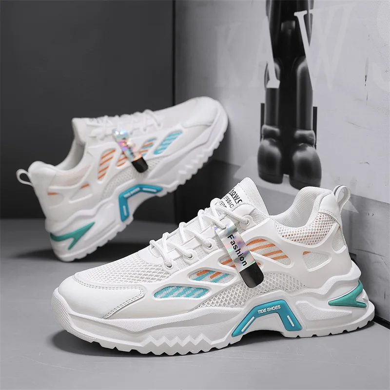 Men's casual mesh sneakers four seasons comfort breathable lightweight soft-sole outdoor running shoes student speed sports shoe