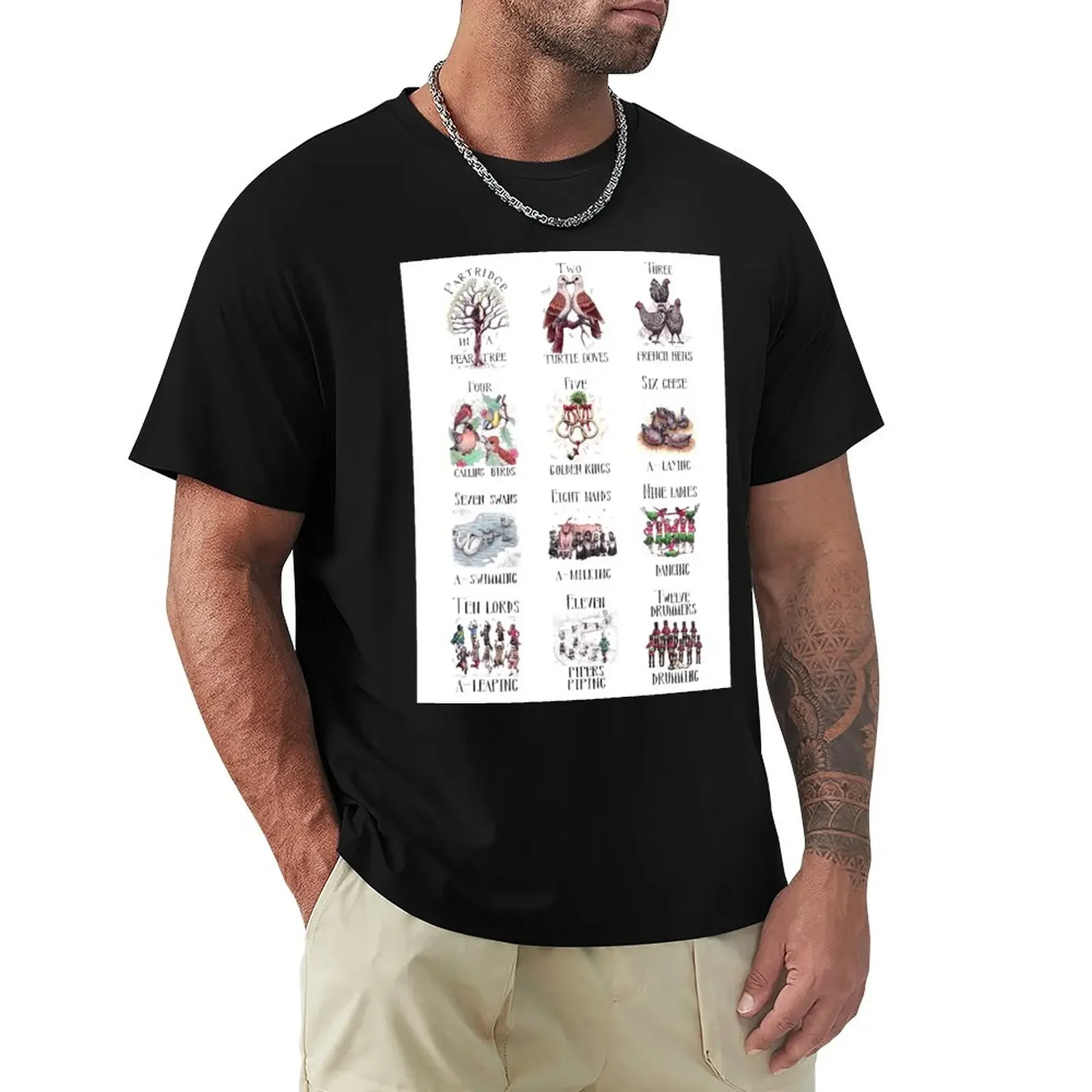 The 12 Days of Christmas T-Shirt boys animal print korean fashion t shirts for men