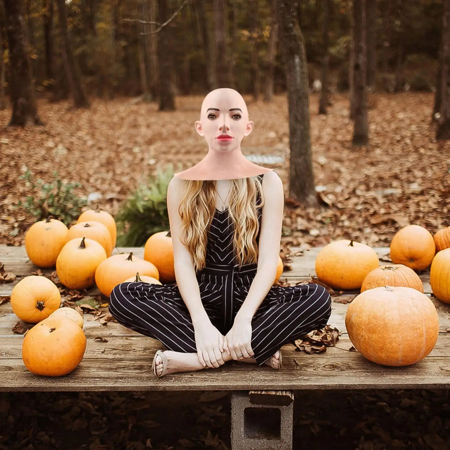 Cubierta de cabeza de látex femenina realista Cosplay Drag Queen disfraz de Halloween tocado