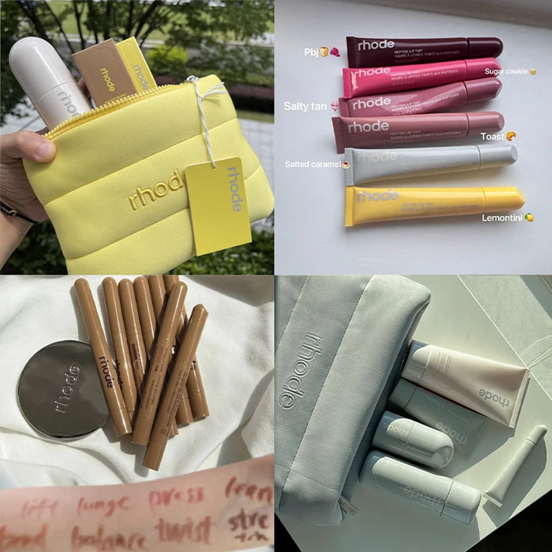 Bolsa de almacenamiento de color amarillo leche para acristalamiento de cuidado de la piel Facial, brillo de labios Lemontini, péptido de piel, lápiz labial duradero, espejo de maquillaje