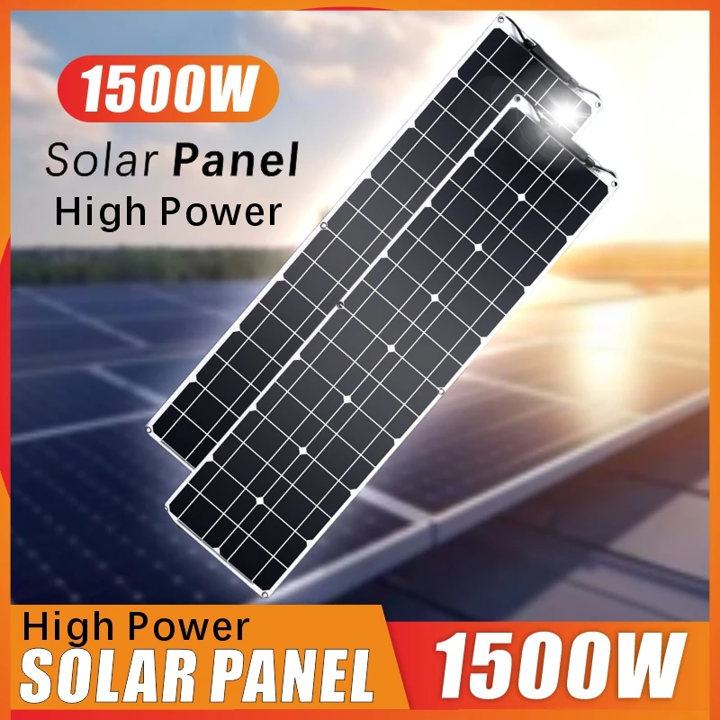 1500W  Portable Solar Panel 12V Power Bank, Solar Panel Kit  Controller Solar Plate For Home/Camping/RV/Car Fast Battery Charger