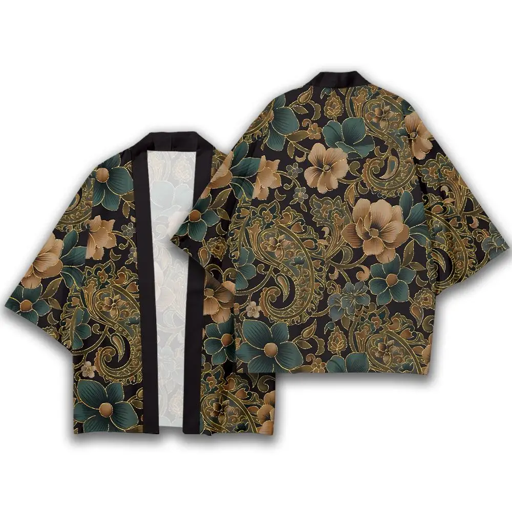 سترة كيمونو على الطراز الياباني بنمط زهر الكرز للجنسين فضفاضة ومريحة من يوكاتا كلاسيكية كاجوال هاراجوكو ستريت كارديجان