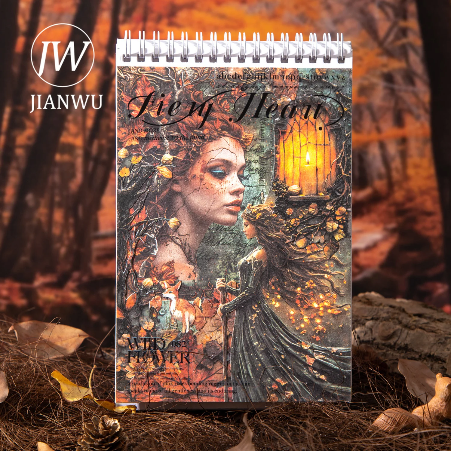 JIANWU Autumn Forest Memory Series Vintage Leaf Character Landscape Collage Scrapbook Material Creative Junk Journal Stationery