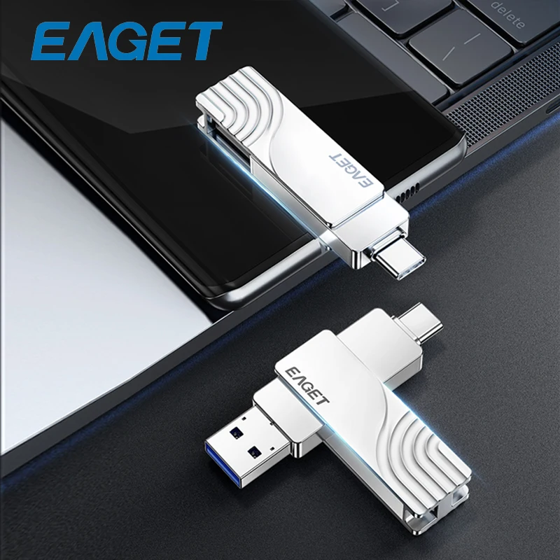 Eaget USB 3.2 OTG Type C Pen Drive 2 in 1 USB Flash Drive 32GB 64GB 128GB 256GB 512GB Customized Metal Pendrive For Macbook PC