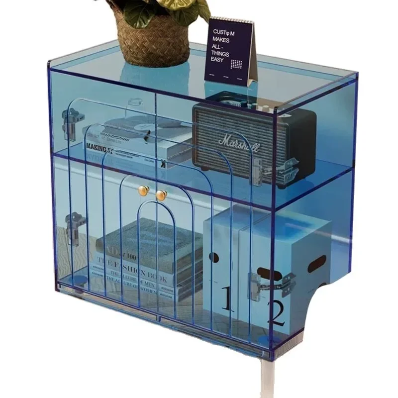 Modern simple dining side, entrance cabinet, small apartment living room acrylic tea cabinet, dust-proof storage against the