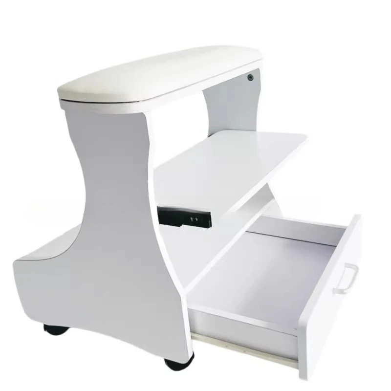 Nail Salon Special Nail Storage Tool Cart, Manicure Foot Support, Leather Pad with Drawer Trolley