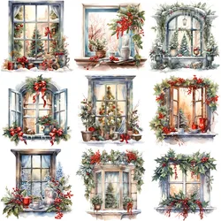 Pegatinas decorativas para ventanas de Navidad, álbum de recortes artesanal, diario de chatarra, 12 unids/lote por paquete