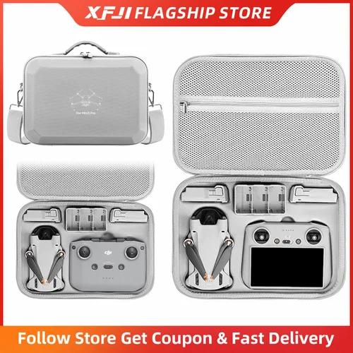 Imagen 1 del producto Bolsas de almacenamiento portátiles para DJI Mini 3/Mini 3 Pro, Estuche de transporte de carcasa dura, accesorios para Dron, bolso de hombro impermeable de cuero PU