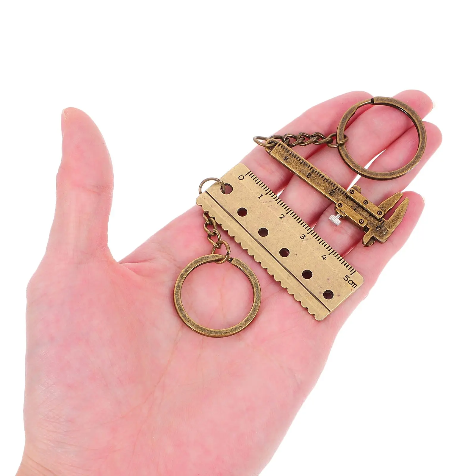 2 Pcs Caliper Keychain Mini Vernier Ruler Pendant Key Ring Tool High Precision Measurement Portable Party Favors Stylish Metal