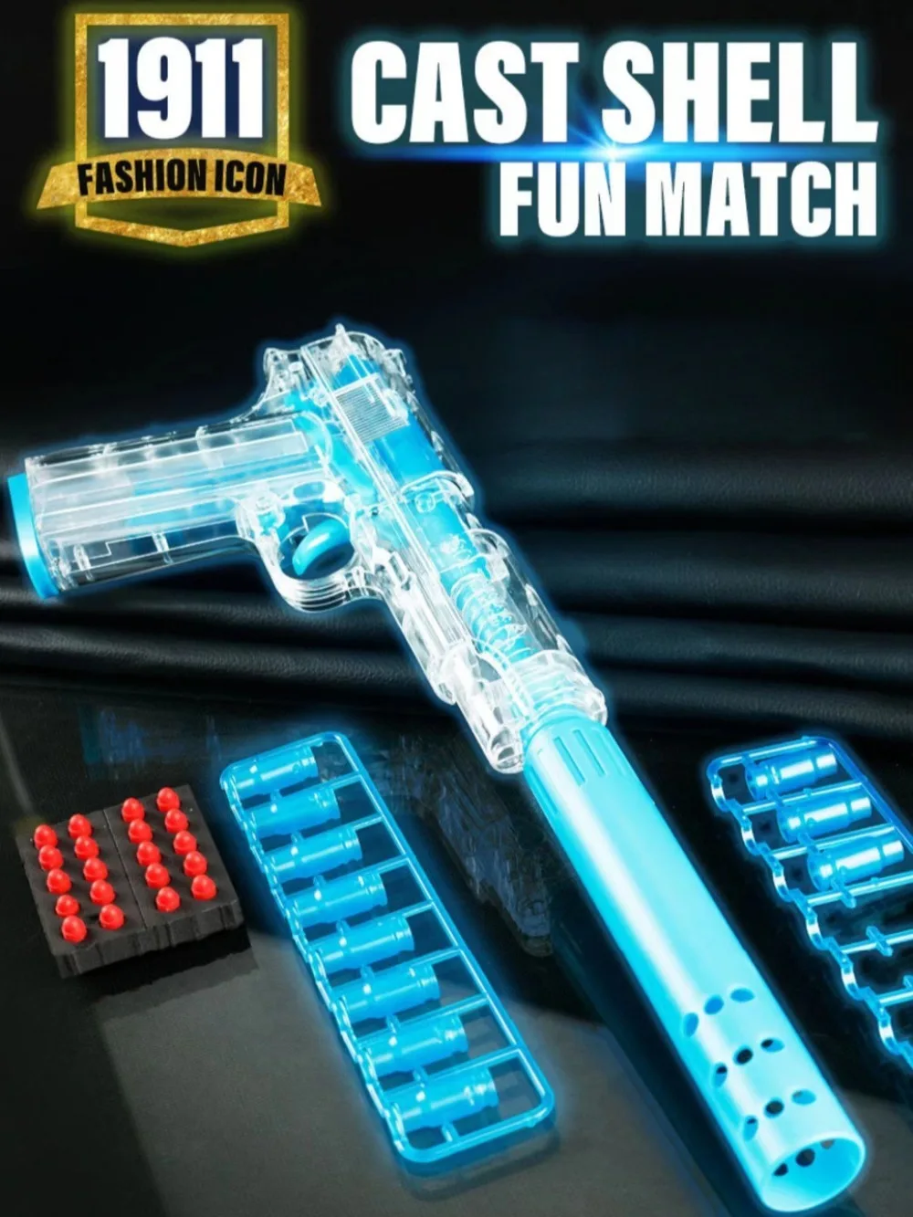 Pistolet jouet lumineux tactique, coque transparente, balle souple pour enfants, garçons et adultes, pistolet Airsoft, cadeau d'anniversaire pour enfants