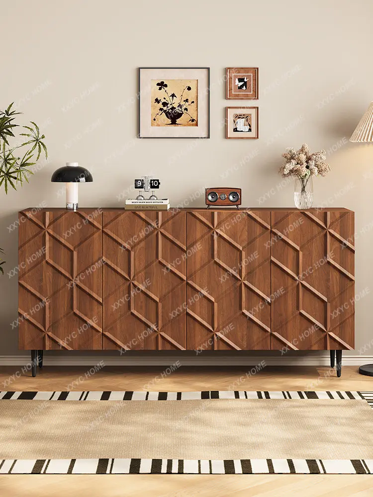 Light luxury walnut porch cabinet, living room chest cabinet, creative simple decorative storage cabinet
