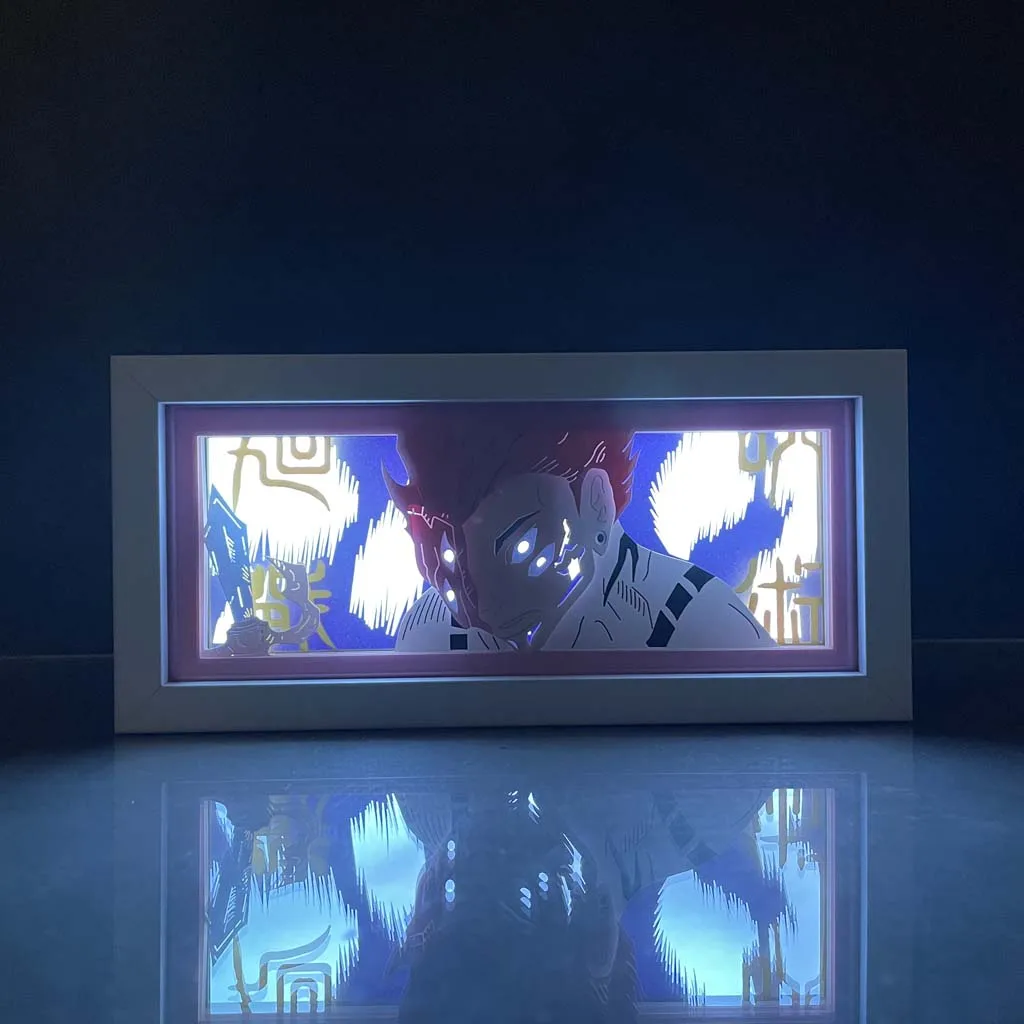 Manga 3d Paper Cut Table Lamp Wood Anime Light Box Jujutsu Kaisen Sukuna True Form Led Night Light Lightbox For Kids Room Decor