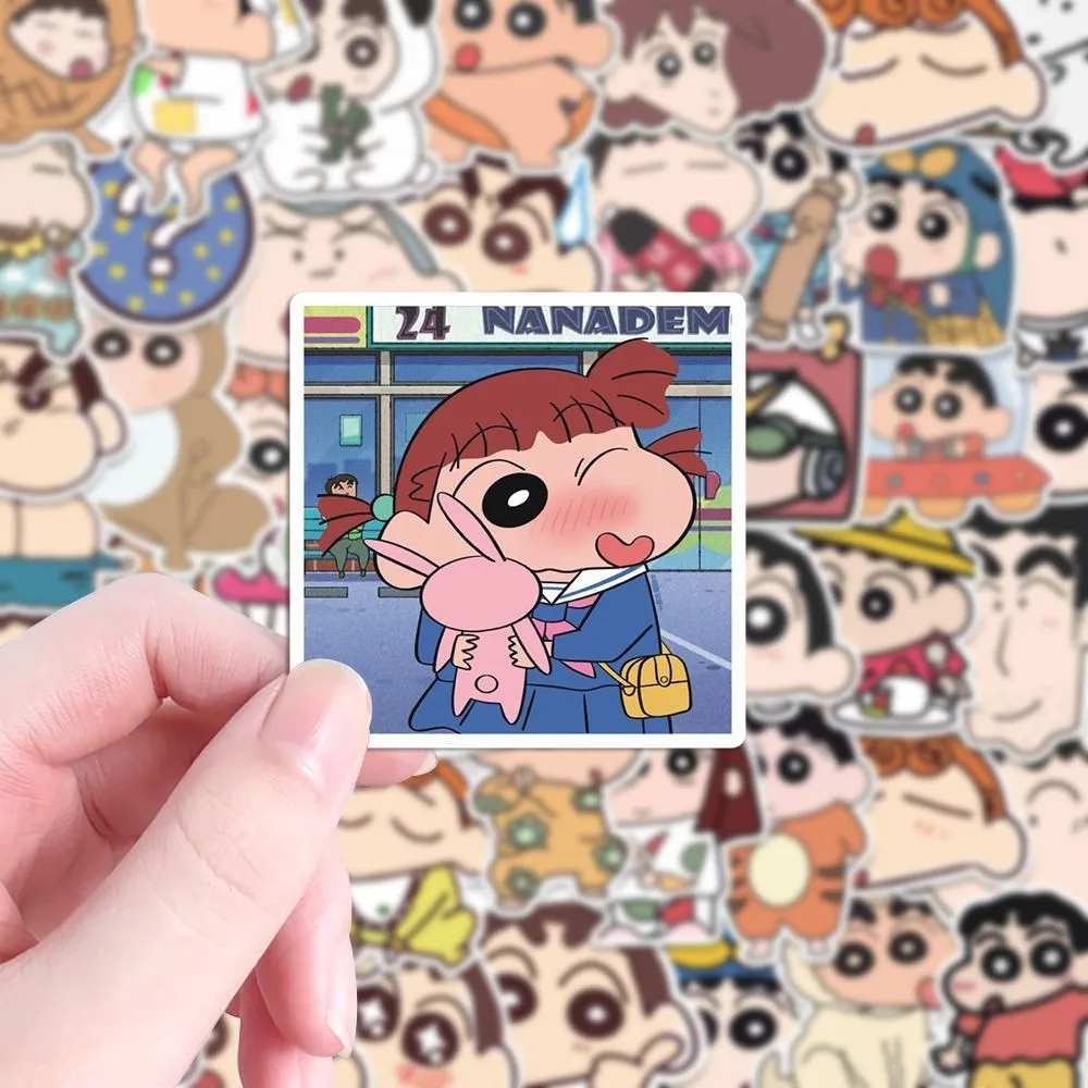 100pcs Cute Crayon Shin-chan Anime Stickers Cartoon Mobile Phone Cup Decoration Stickers Waterproof Stickers Decoration