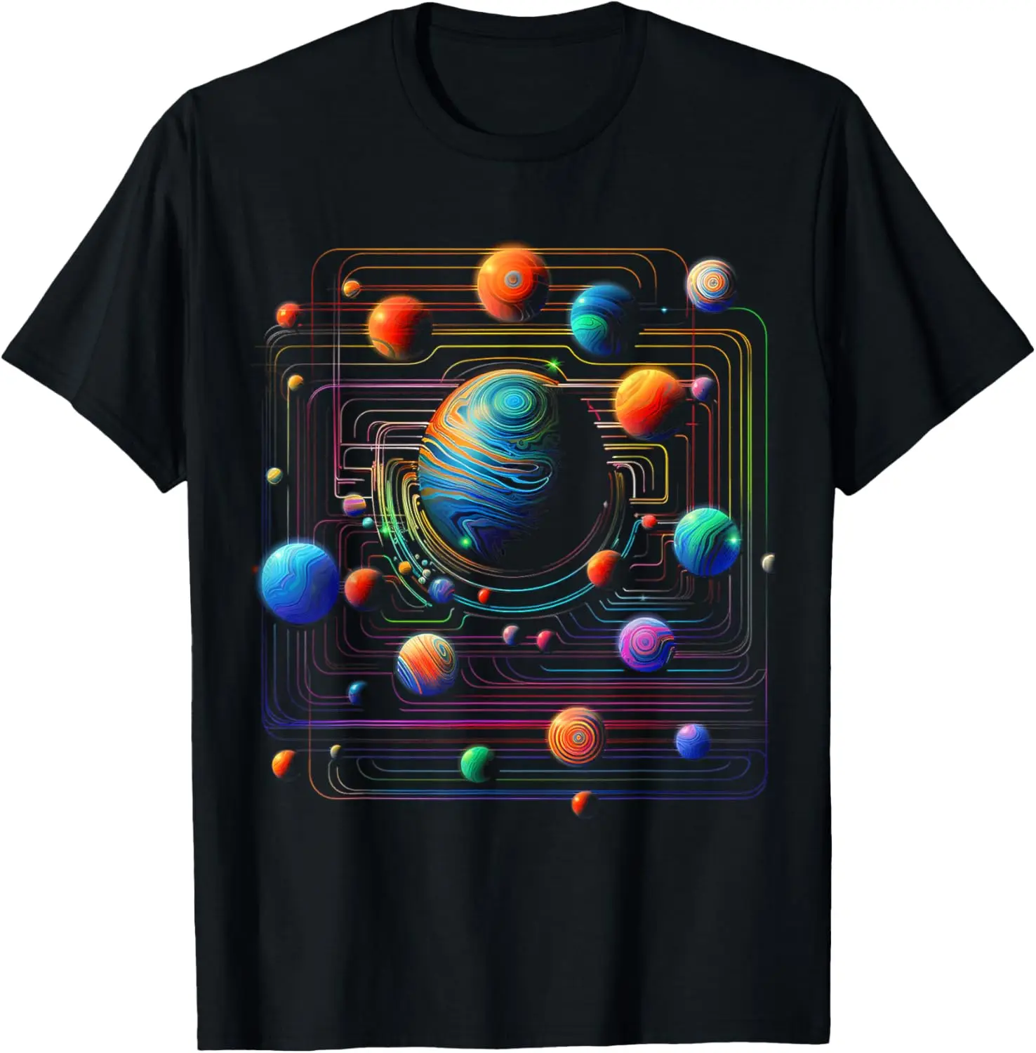 

Planet Art Colorful Geometric Graphic Motif Planet T-Shirt