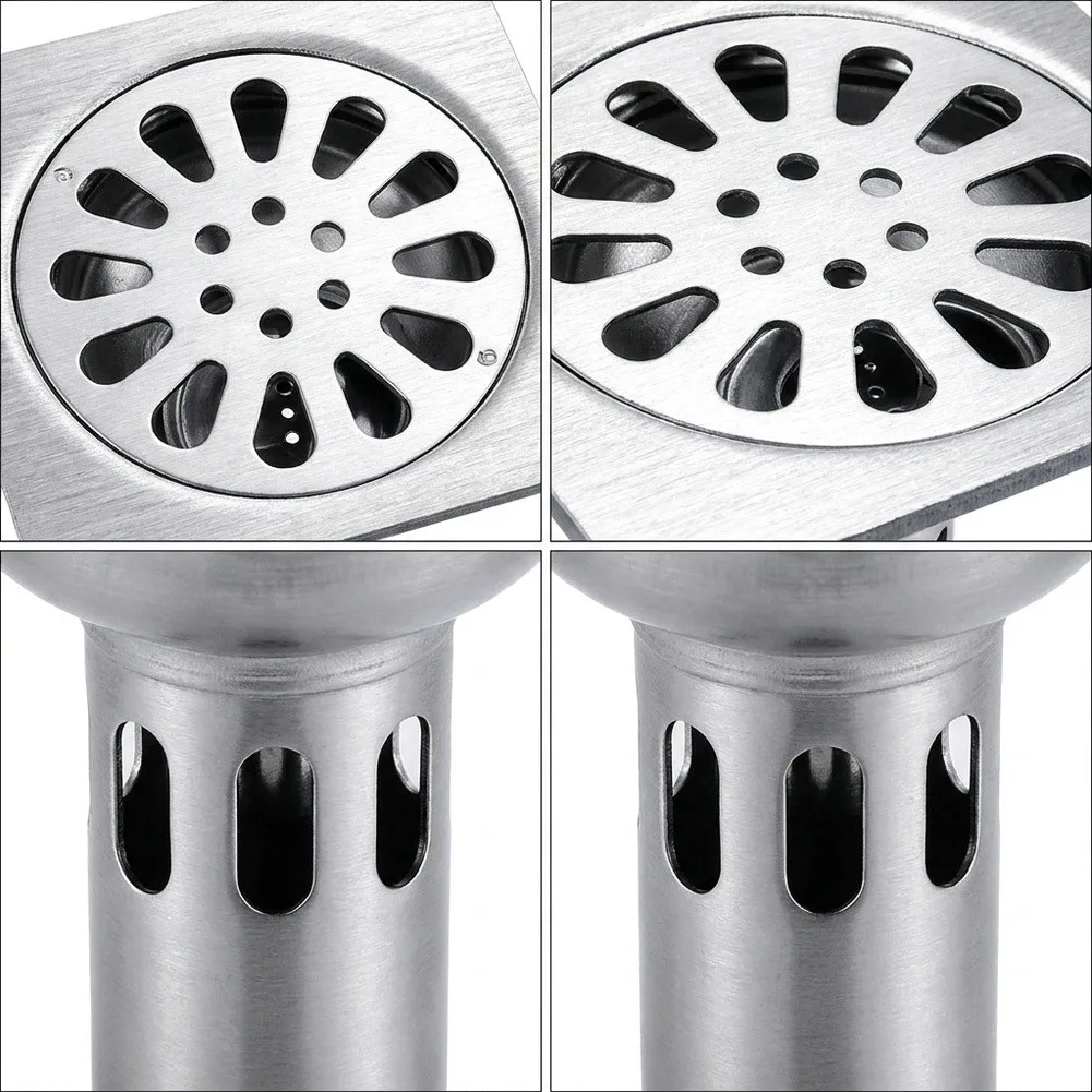 2pcs Stainless Steel Floor Drain Cover 10x10cm Square Removable Shower Drain for Bathroom Kitchen Laundry Area
