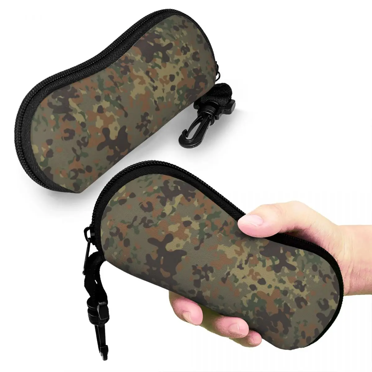 Custom Flecktarn Camo Sunglasses Soft Case Neoprene Zipper Camouflage Shell Eyeglass Case Protective Box For Glasses