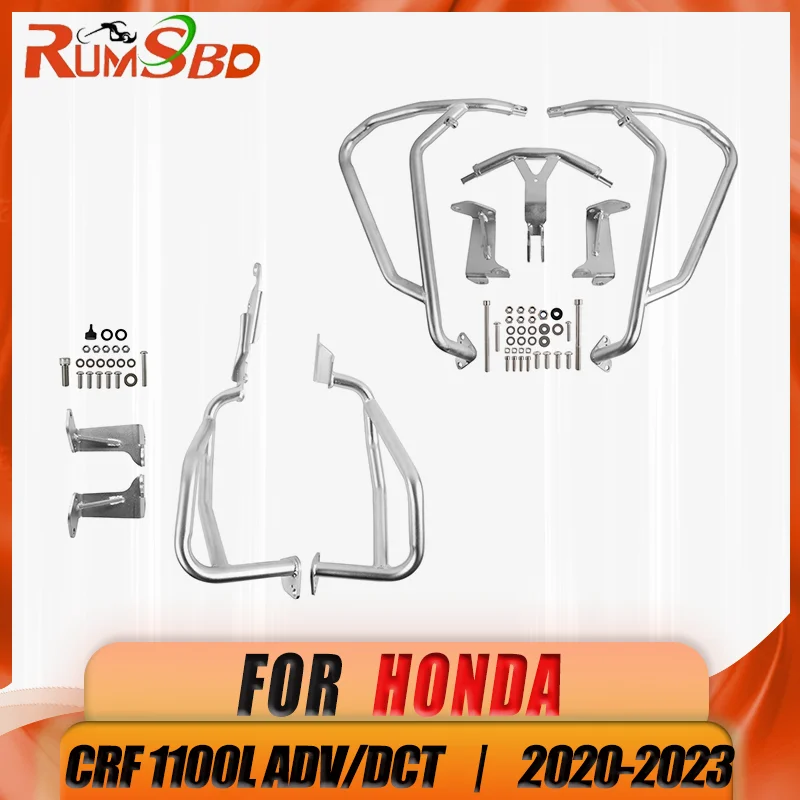 

For Honda CRF1100L Africa Twin Adventure Sports DCT ADV 2020 2021 2022 2023 Crash Bar Uppe Lower Highway Engine Guard Bumper