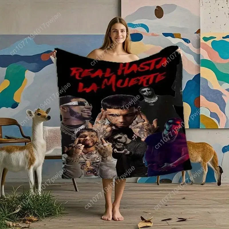 Real Hasta La Muerte Poster Flannel Blanket Soft Flannel Suitable for Sofa Bed Travel  Machine Custom Blankets