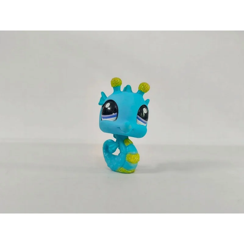 Figurine LPS paillettes hippocampe bleu vert # 2214 Mini jouet pour animalerie