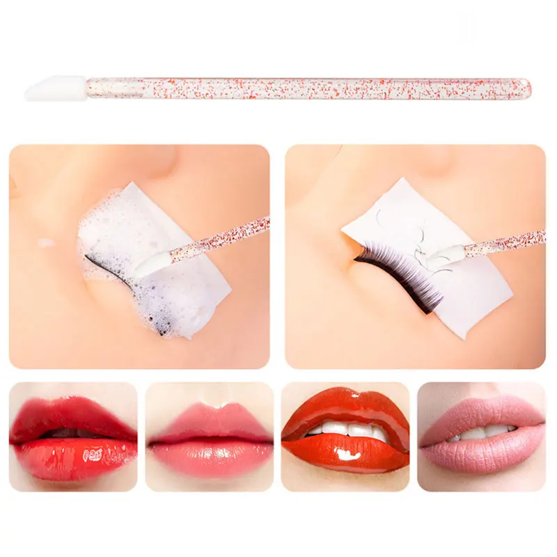 50 ชิ้น Disposable Lip Brush Lash มาสคาร่า Applicator ลิปสติก Wands ชุดเครื่องสําอางค์ขนตาแต่งหน้าแปรง