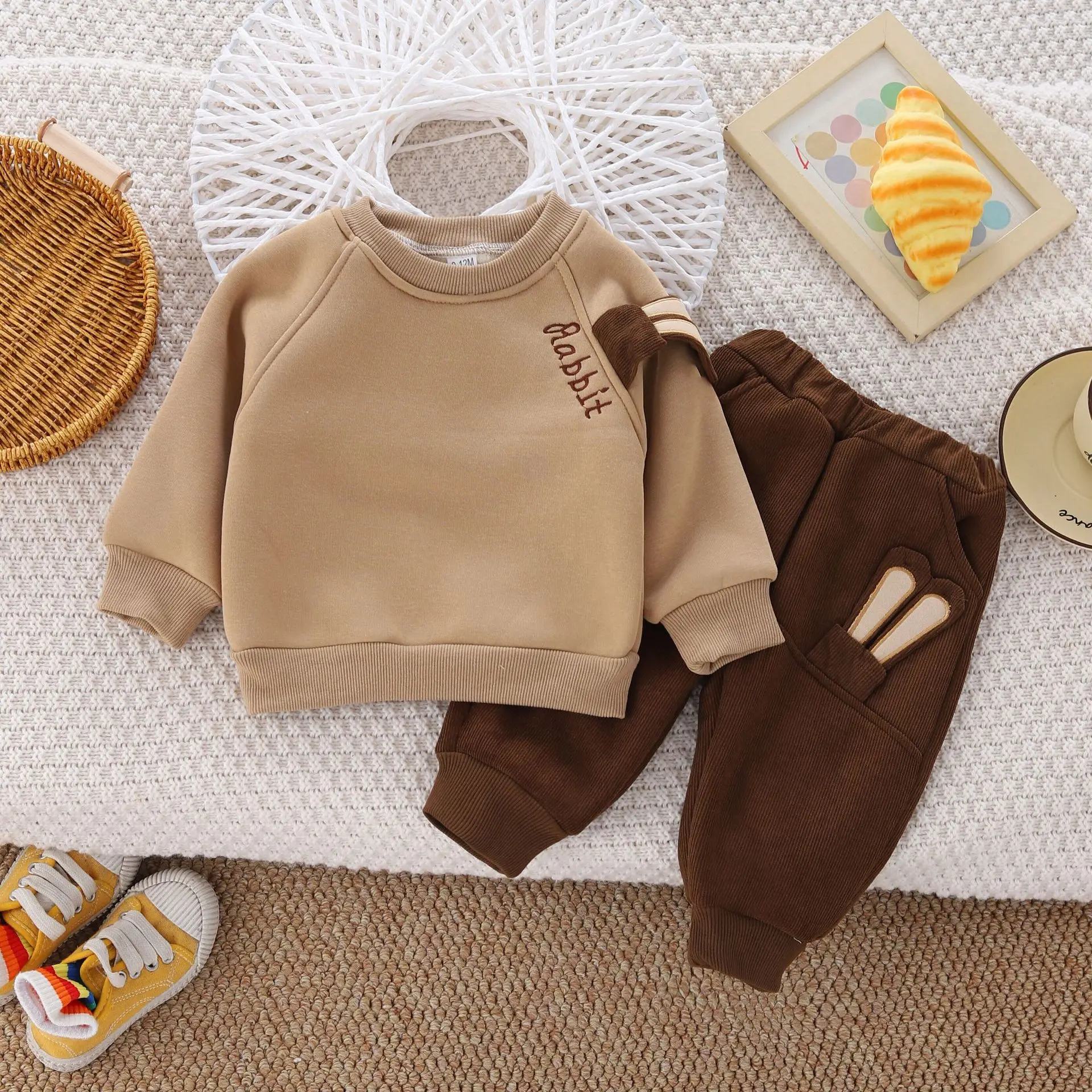 New Autumn & Winter Kids Fleece Sweatshirt Two-piece Set