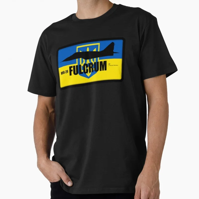 

Ukrainian MIG-29 Ukraine Support Gift t shirt 100% cotton printed tops Short Sleeve Graphic Clothes US Size tee S-6XL