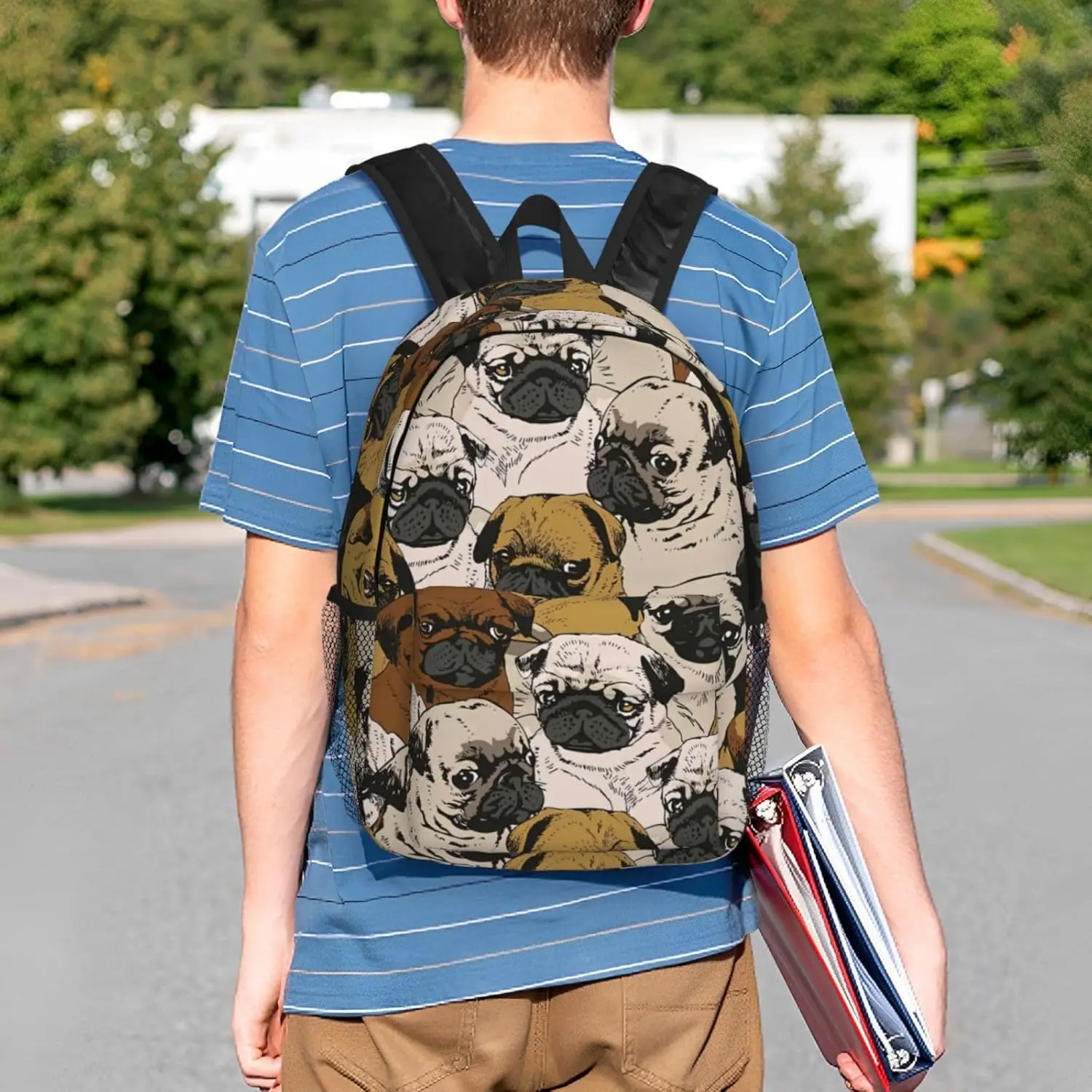 Pug Print Adults Backpack Lightweight Backpacks For Hiking Work Laptop Backpack Men Women