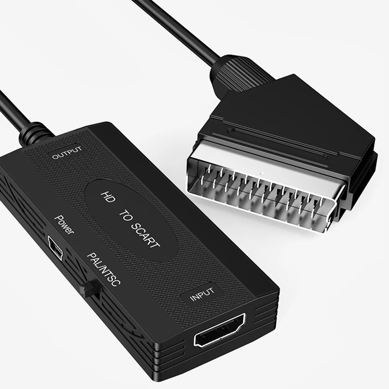 HDMI-compatible In to Scart Out Cable Splitter HDTV 1080P Video Converter Extend Data Cord Adapter for Game Console Player TV
