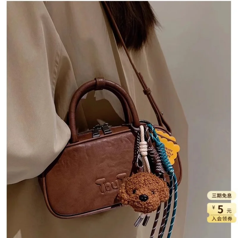 TOUTOUNew Bowling Bag Imitation Vegetable Tanned High-Grade Autumn Shoulder Portable Messenger Bag Women