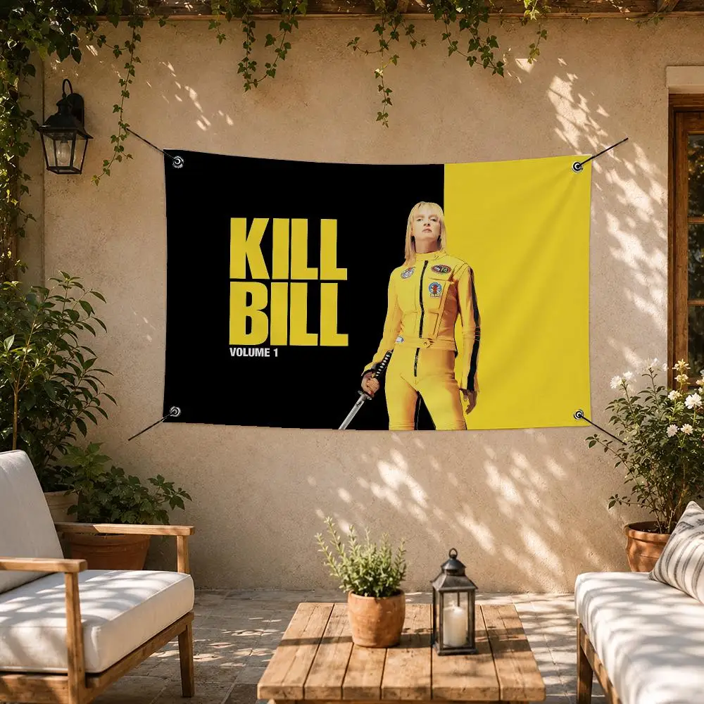 Iconic Movie Kill Bill Flags Room Bedroom Home Outdoor Wall Hanging Concert Printed Background Decoration Art Banne