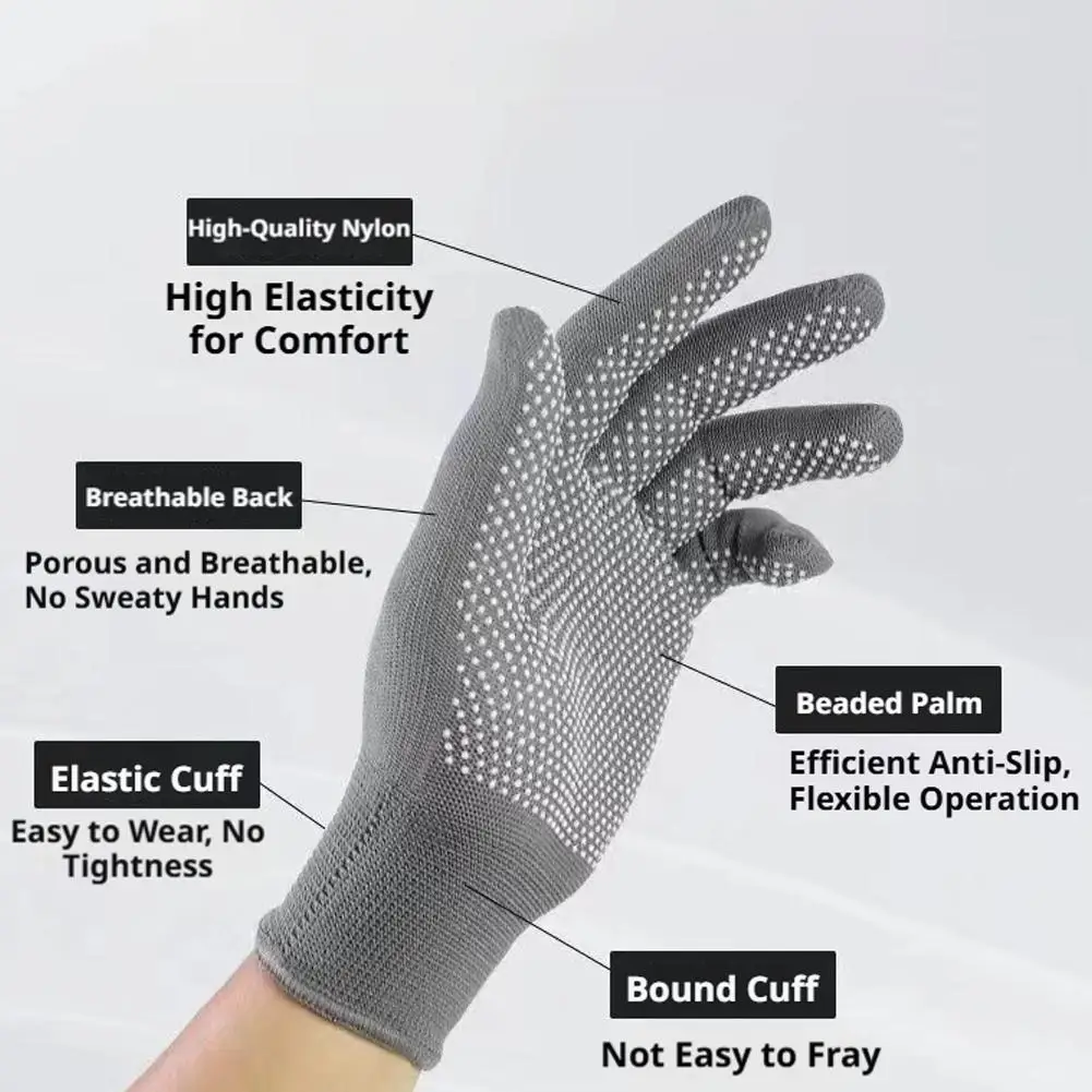 10Pairs Anti-slip Wear Resistant Nylon Full Finger Gloves Garden Work Gloves For Women Men Anti-UV Outdoor Cycling Gloves
