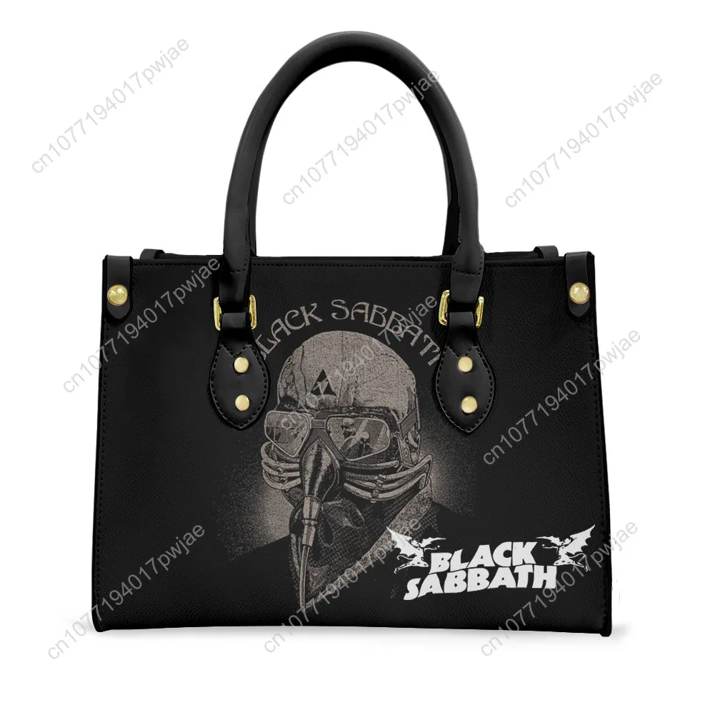 Black Sabbath Rock Band Tote Bag Purse Womens Mens Personalized Text Image PU Leather Handbag Business Shopping Gift Bags