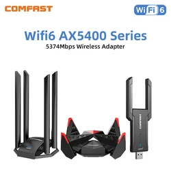 Comfast-Adaptador USB WiFi6 de 5400Mbps, de doble banda receptor inalámbrico, 2,4G/5G/6Ghz, USB 3,0, Dongle, tarjeta de red para ordenador portátil y PC, Win 10/11