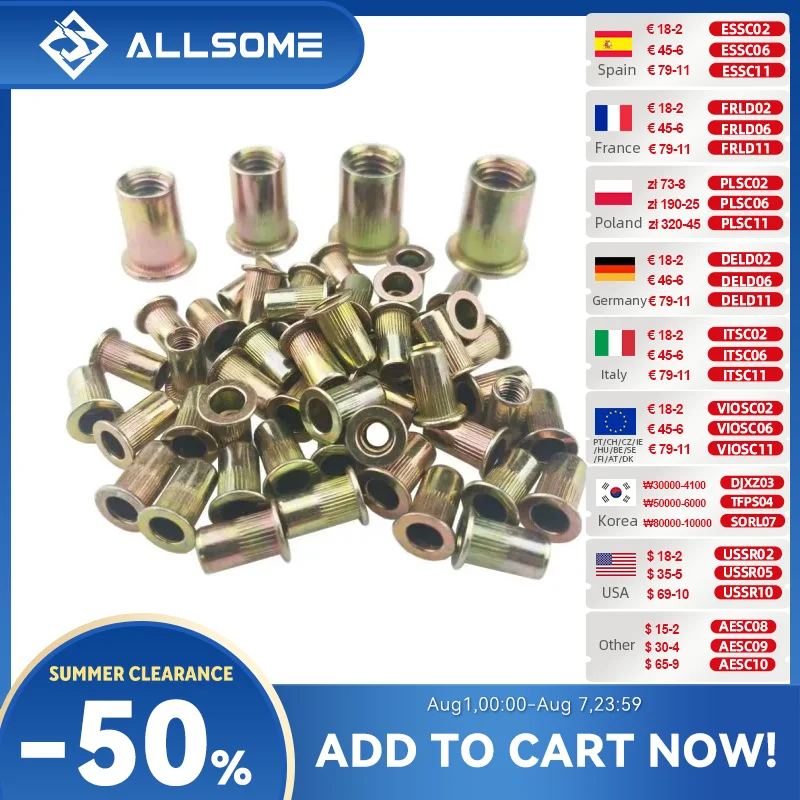 allsome-300pcs-m3-m4-m5-m6-m8-m10-head-rivet-nuts-set-nuts-insert-reveting-multi-size-rivet-nuts-collocation-with-box-ht2599