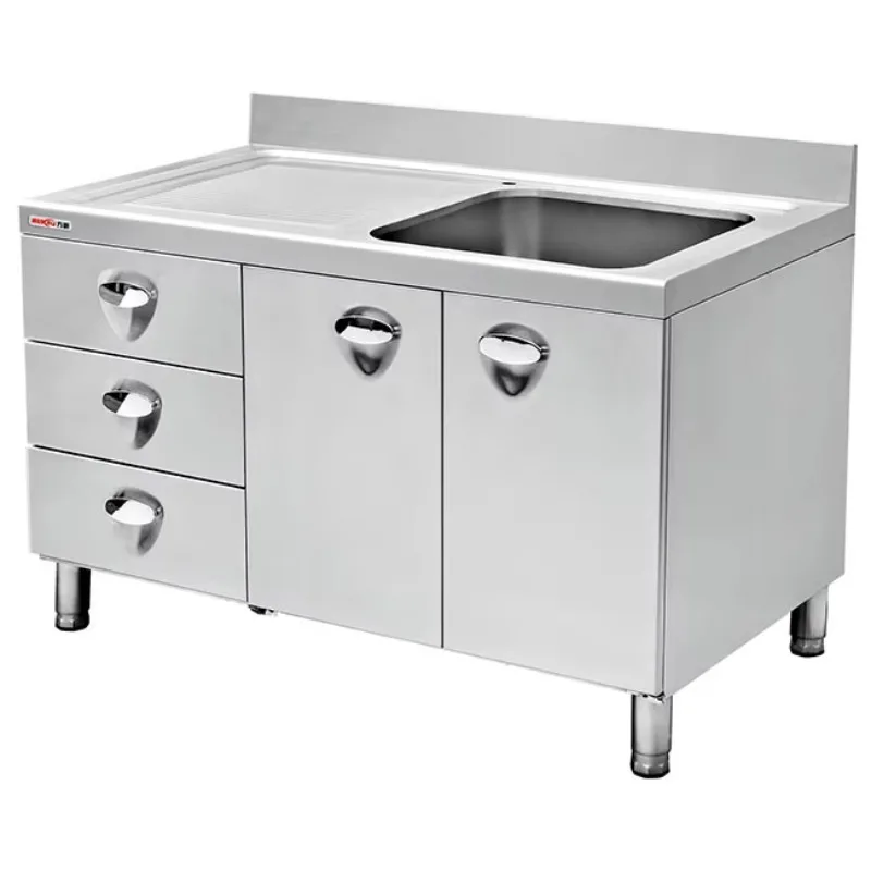 طاولة تخزين المطبخ للمطاعم شديدة التحمل، طاولة خزانة المطبخ التجارية المستقلة مع درج بالوعة