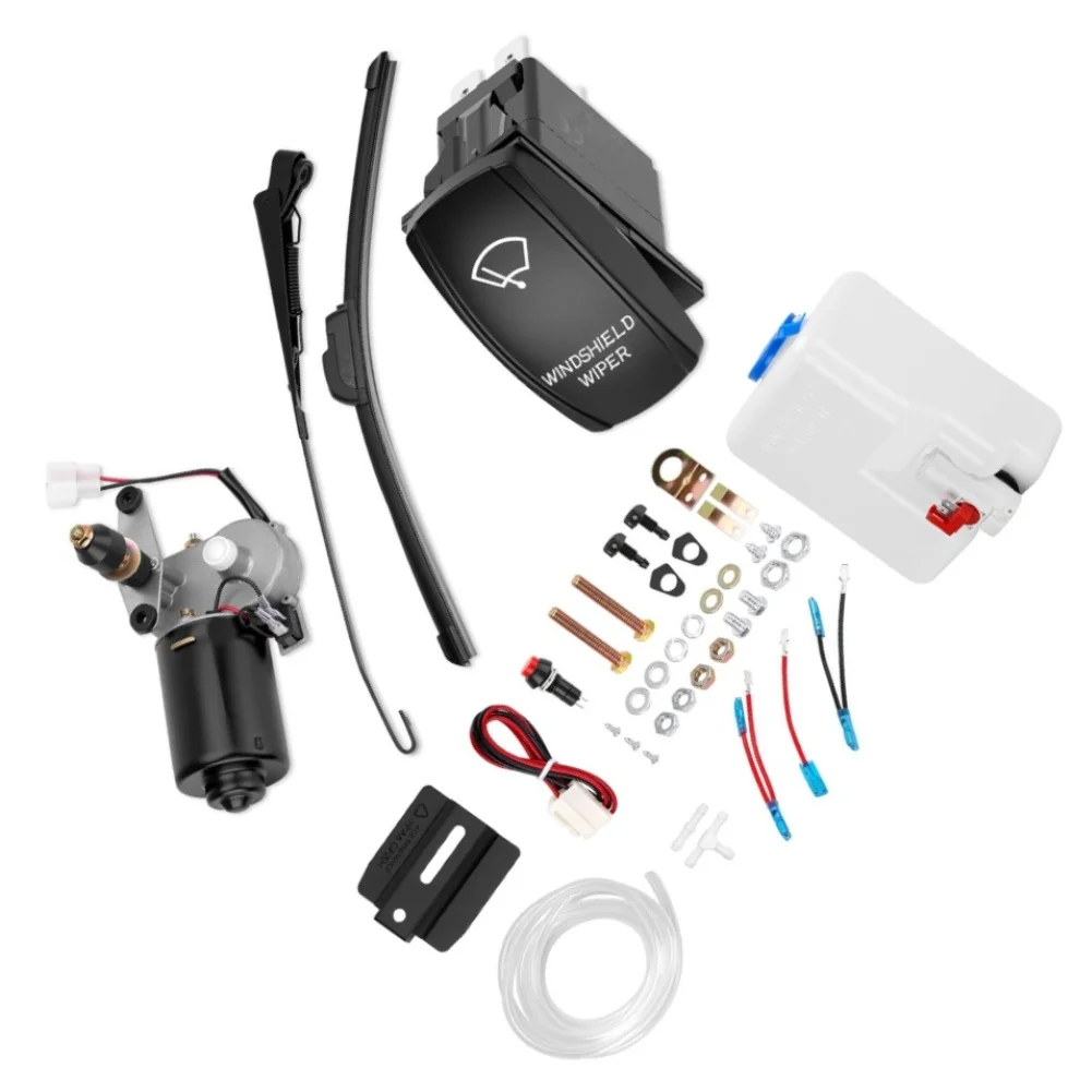 UTV Windshield Wiper Kit 12V with 40 cm Wiper Blade 90 Degree Sweep Motor and 5 Pin Rocker Switch for Polaris X3