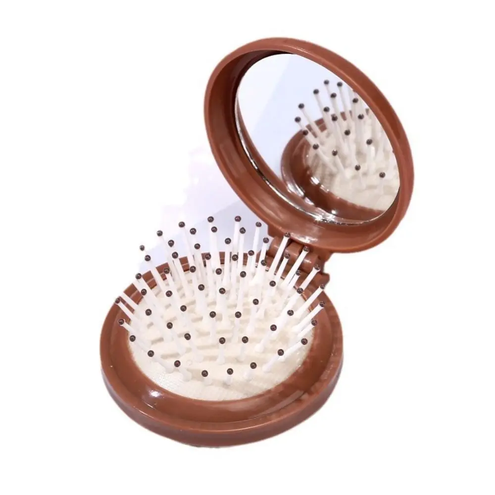 Dual Fold Design Air Cushion Comb Lightweight Plastic Multifunctional Head Massage Comb with Mirror Mini Hair Brush Outdoor Use