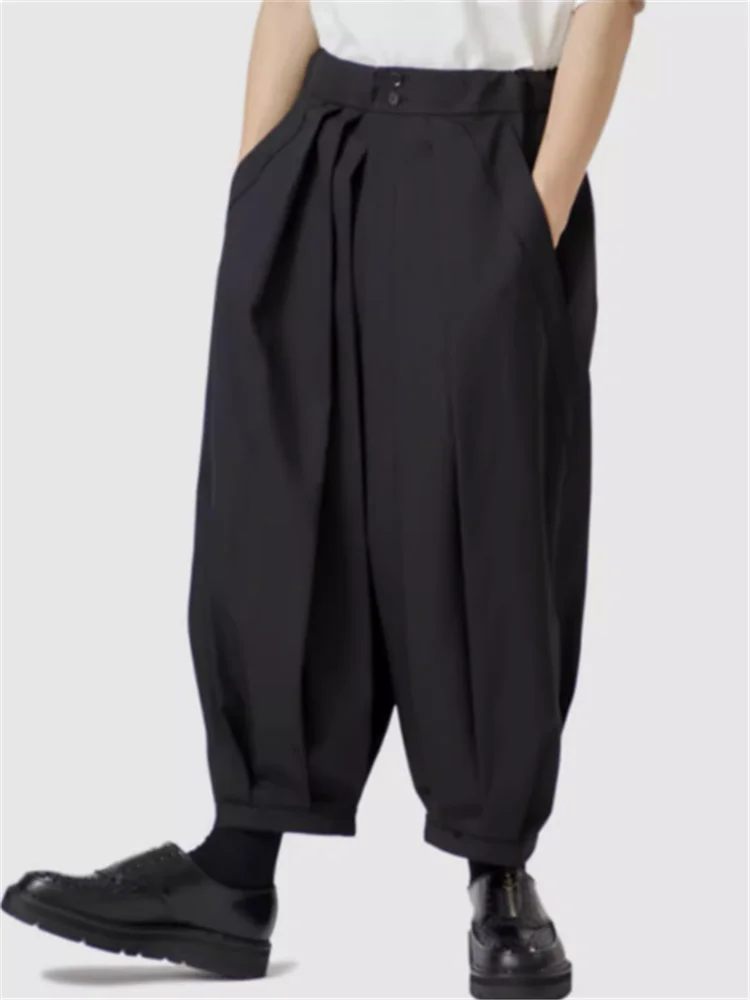 

2024 Baggy Haren pants Nine-point pants fashion men's wrinkle-resistant non-ironing draping multi-fold casual pants