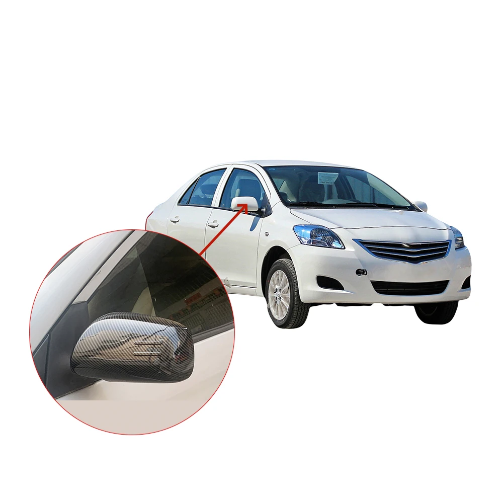 

2 Pcs Silver Carbon Fiber Upgrade Car Door Mirror Cover For Toyota Vios Yaris Sedan 2008 - 2013Car Accessories Exterior Decorate
